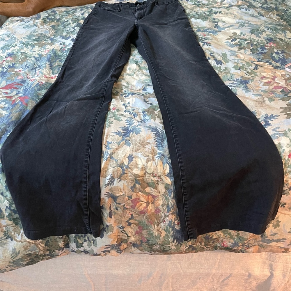 Faded black mini bell jeans